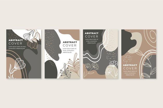 Colección de portadas de formas abstractas dibujadas a mano