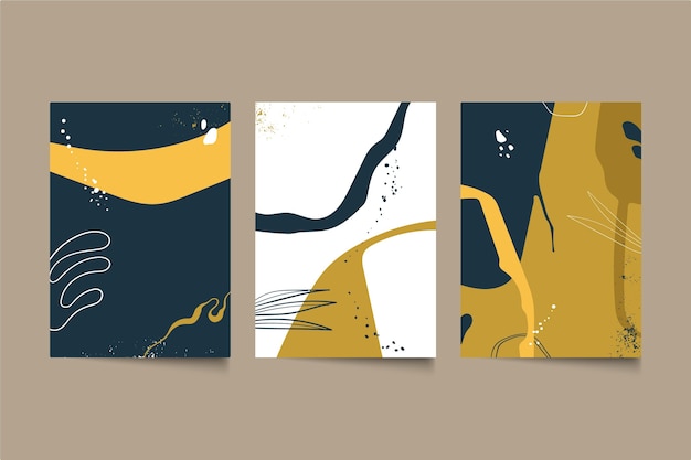Colección de portadas de formas abstractas dibujadas a mano