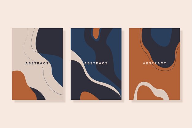 Colección de portadas de formas abstractas dibujadas a mano