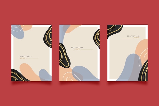 Colección de portadas de formas abstractas dibujadas a mano