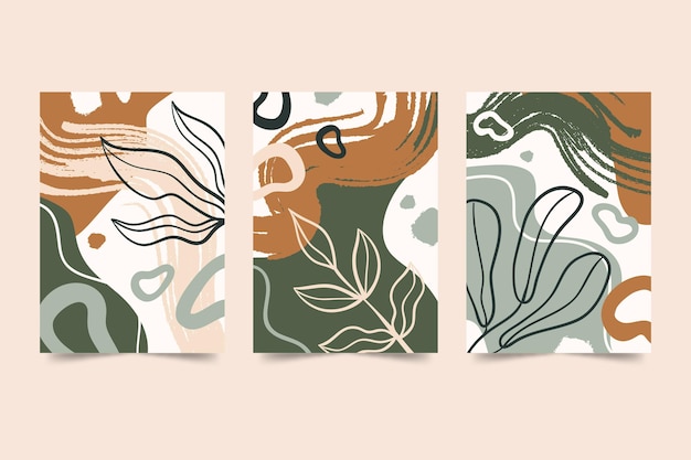 Colección de portadas de formas abstractas dibujadas a mano