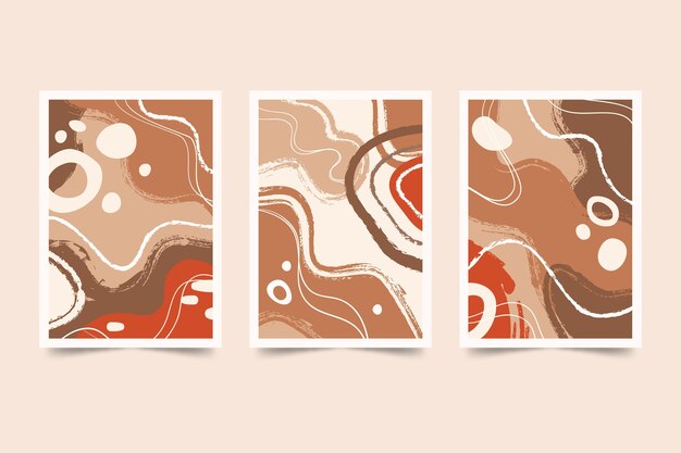 Colección de portadas de formas abstractas dibujadas a mano