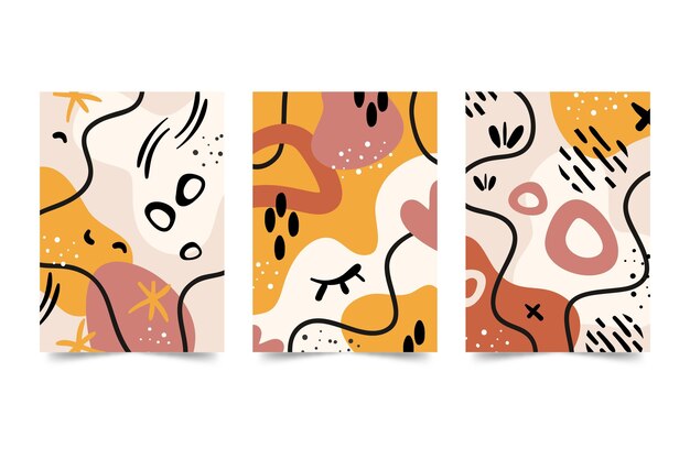 Colección de portadas de formas abstractas dibujadas a mano