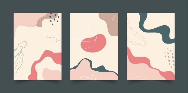 Colección de portadas de formas abstractas dibujadas a mano