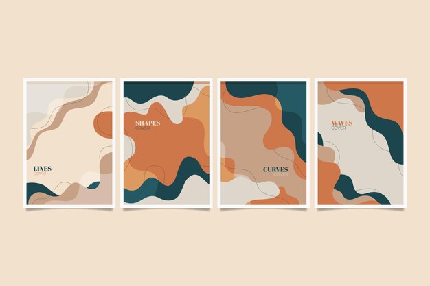 Colección de portadas de formas abstractas dibujadas a mano