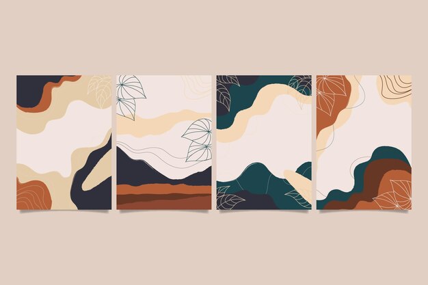 Colección de portadas de formas abstractas dibujadas a mano