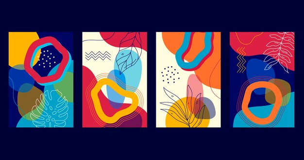 Colección de portadas de formas abstractas dibujadas a mano