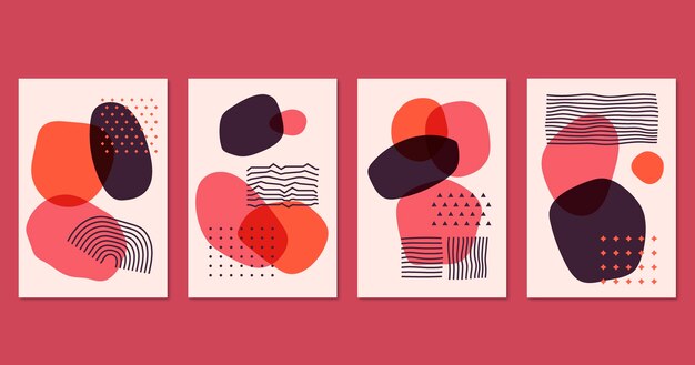 Colección de portadas de formas abstractas dibujadas a mano