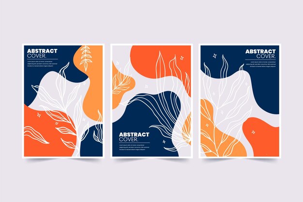 Colección de portadas de formas abstractas dibujadas a mano