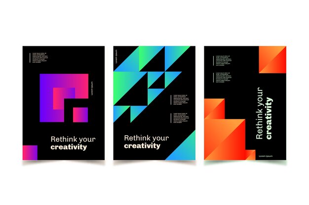 Colección de portadas de formas geométricas gradientes