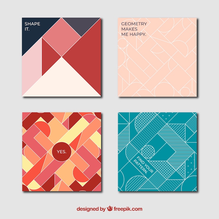 Vector gratuito colección de portadas con formas geométricas