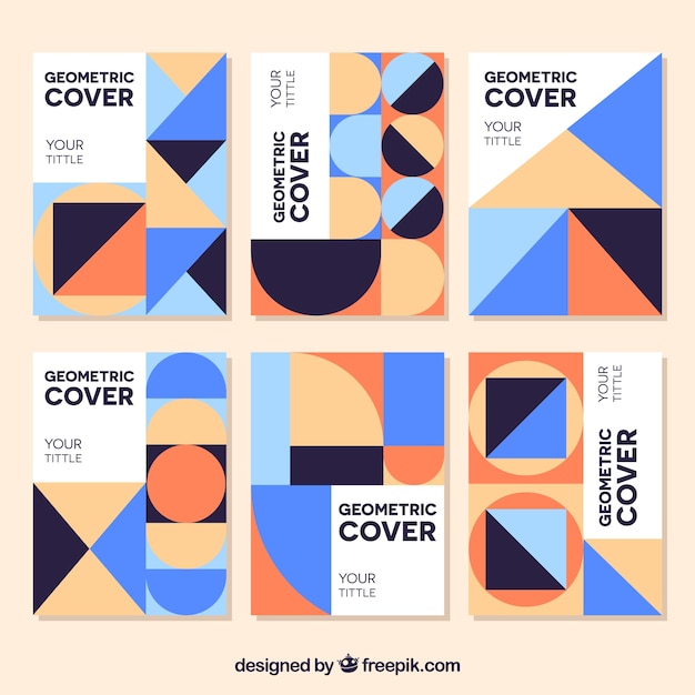 Colección de portadas con formas geométricas