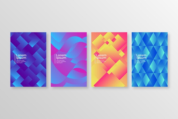 Colección de portadas de formas gradiente abstracta