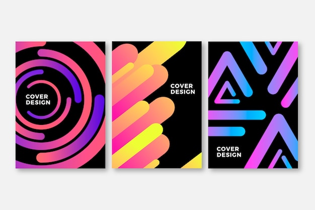 Colección de portadas de formas gradiente abstracta