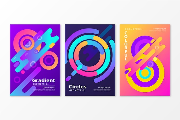 Colección de portadas de formas gradientes abstractas