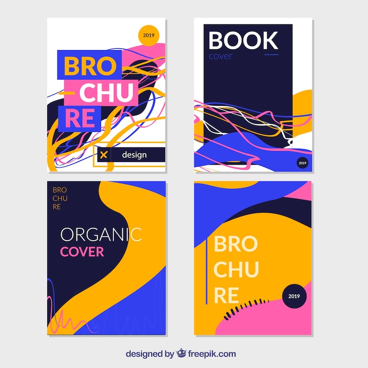 Vector gratuito colección de portadas con formas orgánicas