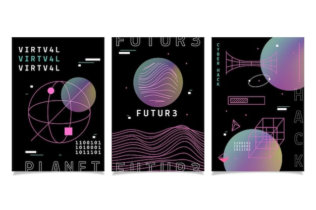 Colección de portadas futuristas en degradado