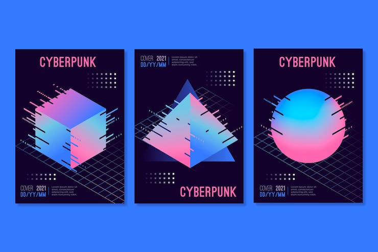 Vector gratuito colección de portadas futuristas en degradado