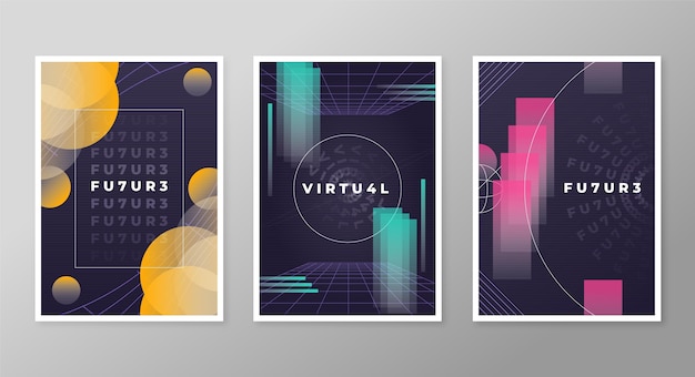 Vector gratuito colección de portadas futuristas en degradado