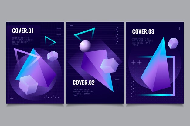 Colección de portadas futuristas en degradado