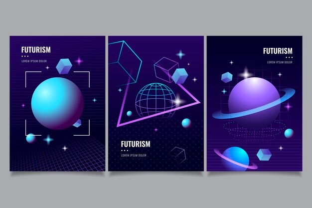 Colección de portadas futuristas en degradado