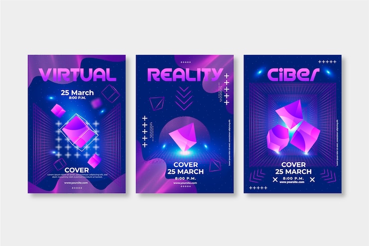 Vector gratuito colección de portadas futuristas en degradado