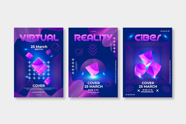 Colección de portadas futuristas en degradado