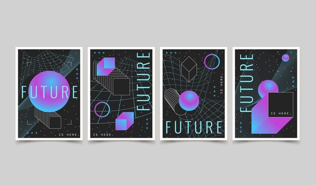 Colección de portadas futuristas en degradado