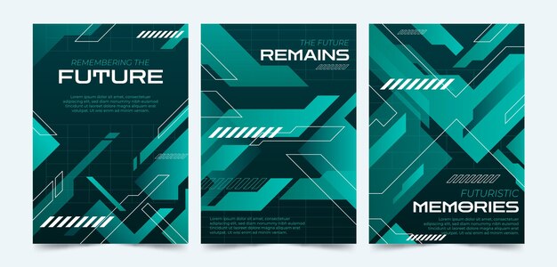 Colección de portadas futuristas en degradado