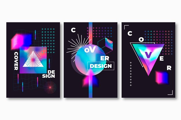 Colección de portadas futuristas en degradado