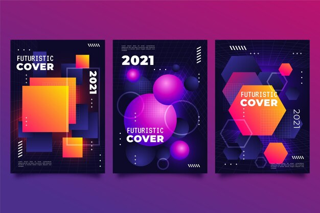 Colección de portadas futuristas en degradado