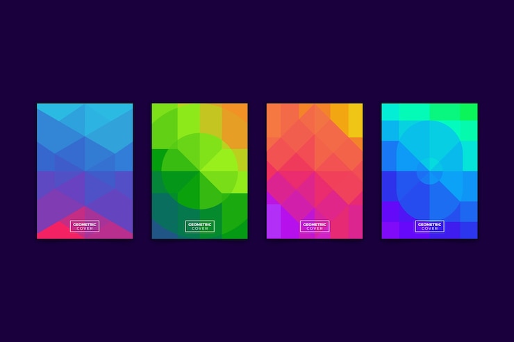 Vector gratuito colección de portadas geométricas abstractas con formas coloridas