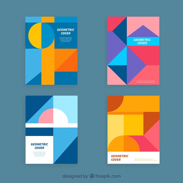 Colección de portadas geométricas con colores