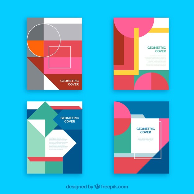 Colección de portadas geométricas con colores