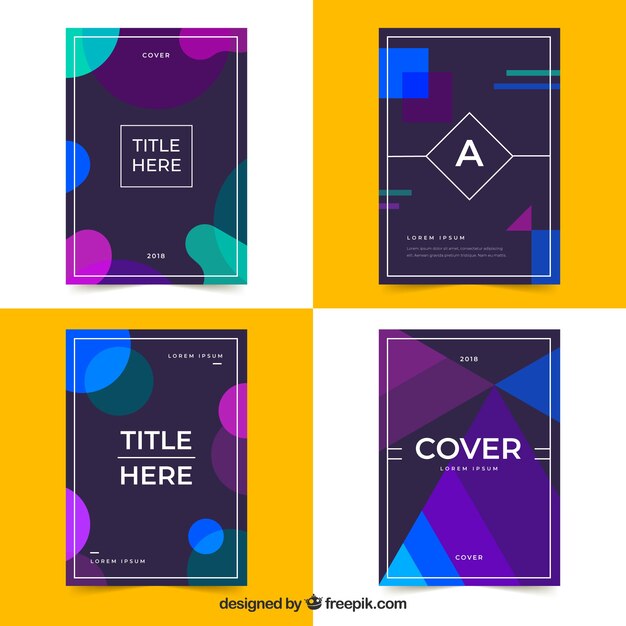 Colección de portadas geométricas con colores