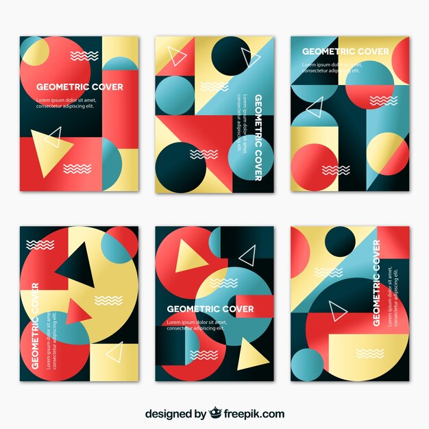 Colección de portadas geométricas con colores