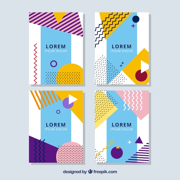 Colección de portadas geométricas con colores