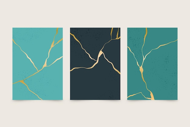 Vector gratuito colección de portadas de kintsugi realistas