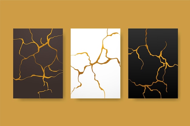 Vector gratuito colección de portadas de kintsugi realistas