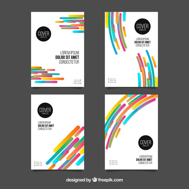 Colección de portadas con líneas coloridas