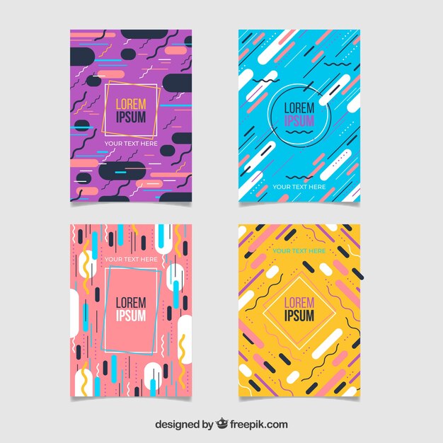 Colección de portadas con líneas coloridas