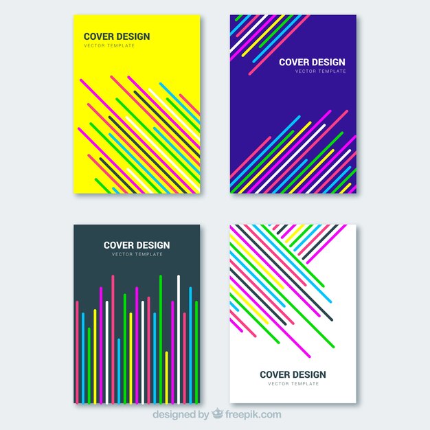 Colección de portadas con líneas coloridas