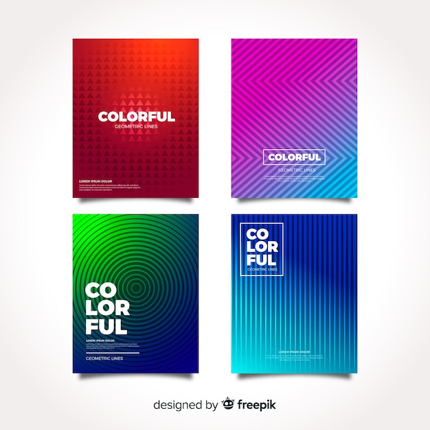 Colección de portadas de líneas geométricas