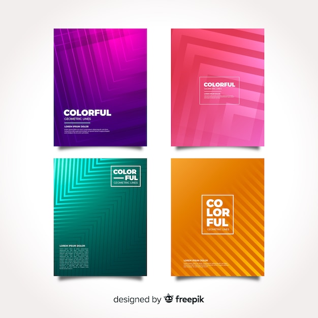 Colección de portadas de líneas geométricas