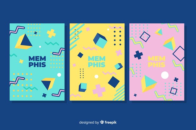 Colección de portadas de Memphis con fondo oscuro