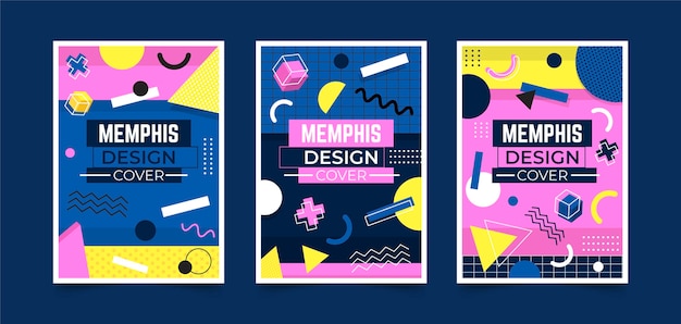 Vector gratuito colección de portadas de memphis