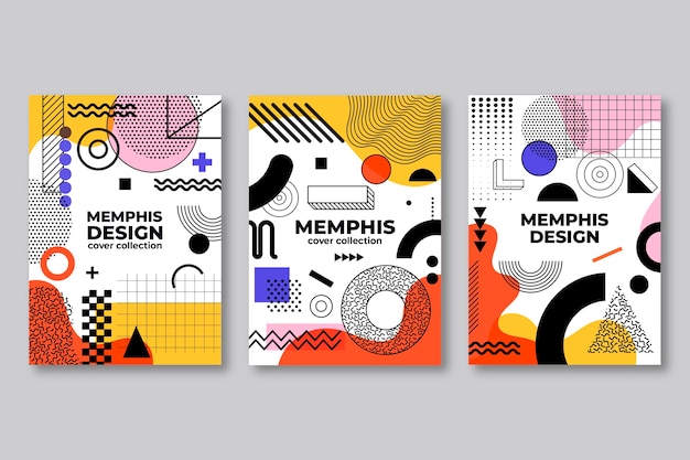 Vector gratuito colección de portadas de memphis