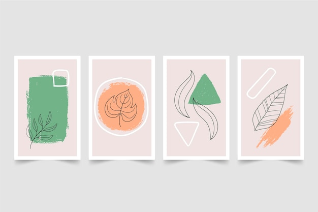 Vector gratuito colección de portadas minimalistas dibujadas a mano