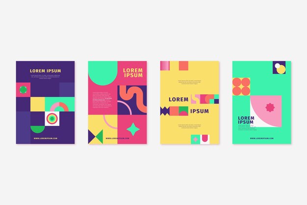 Colección de portadas de mosaico plano
