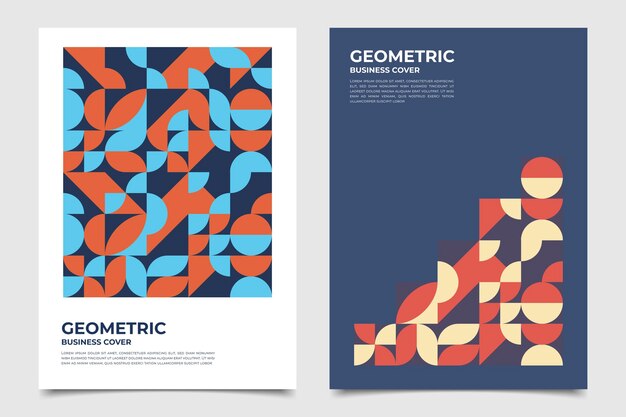 Colección de portadas de negocios geométricos de mitades de círculos